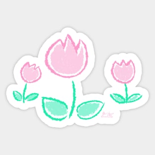 Crayon Tulips - Pastel Cute Kawaii Flower Tulip Baby Nursery Art Sticker